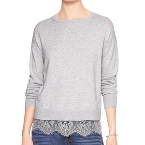 BR Grey Lace Trim Sweater